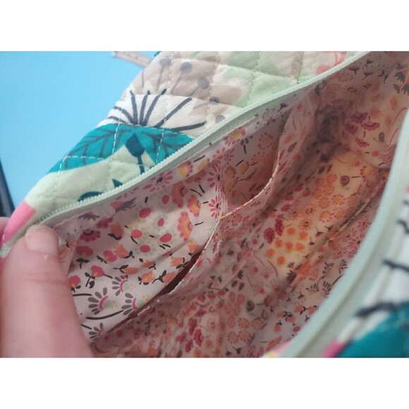 Vera Bradley Mint Flowers Travel Takes Case Large Bag With Crossbody Straps - Picture 16 of 16